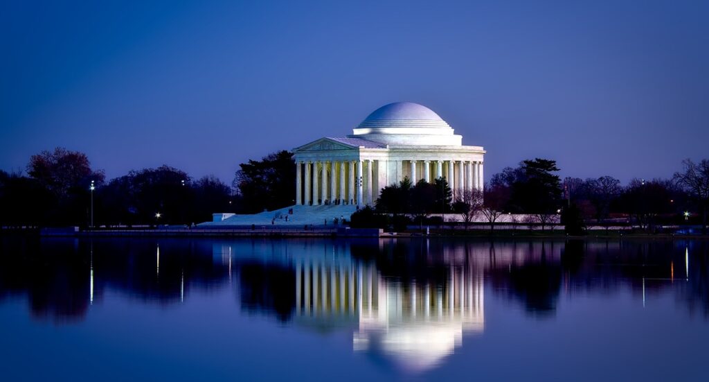 Memorial Jefferson, Washington DC, Etats Unis, Amerique du Nord, avec les lumières de nuit
