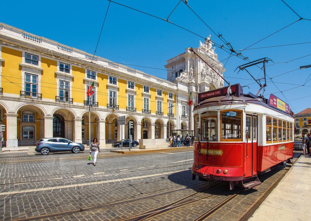Tramway dans une ville au Portugal, EUrope